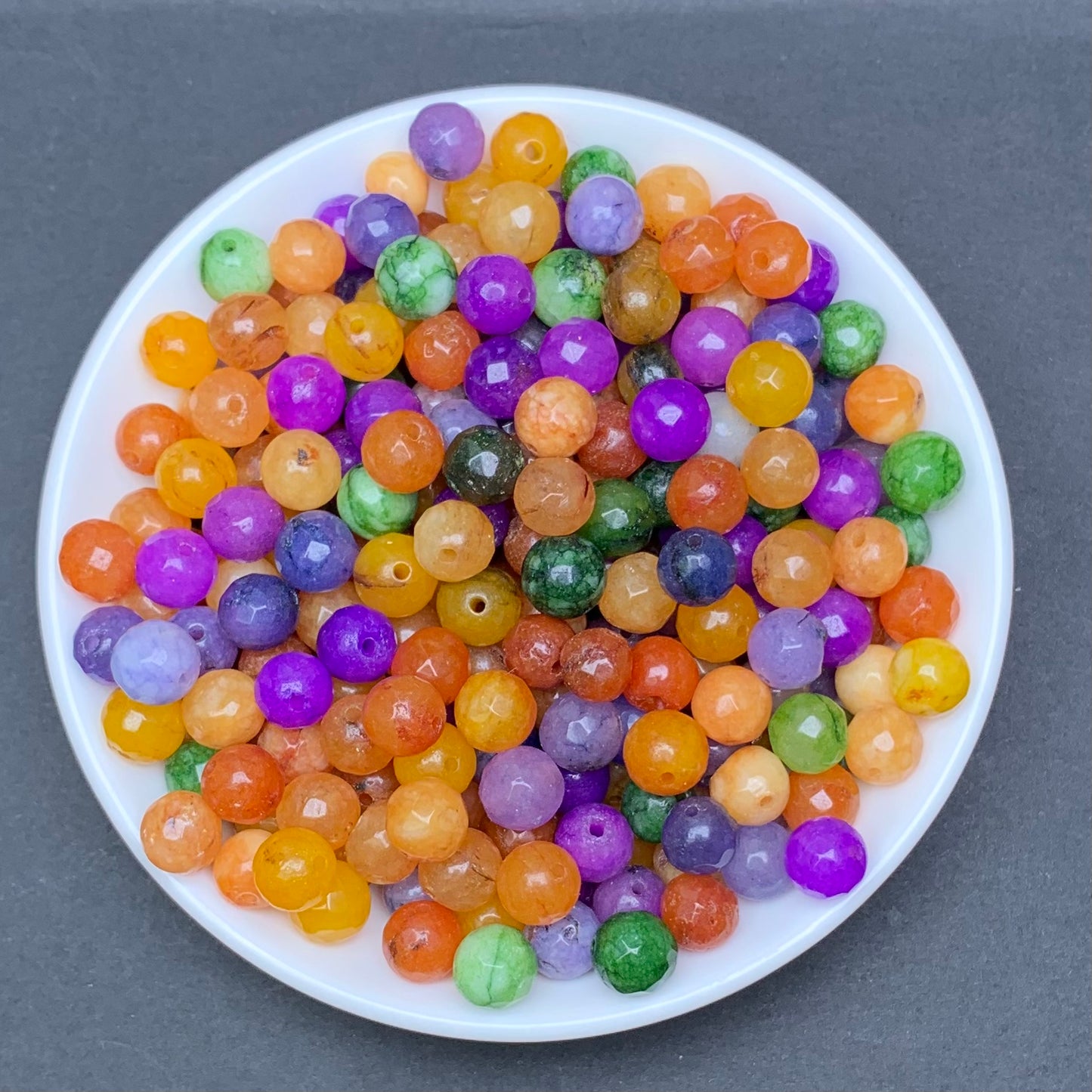 Rainbow Chalcedony Facet(DYED) BUY 1 GET 1 FREE bead 132pcs_ 8mm 1 bowl（BOGO3）