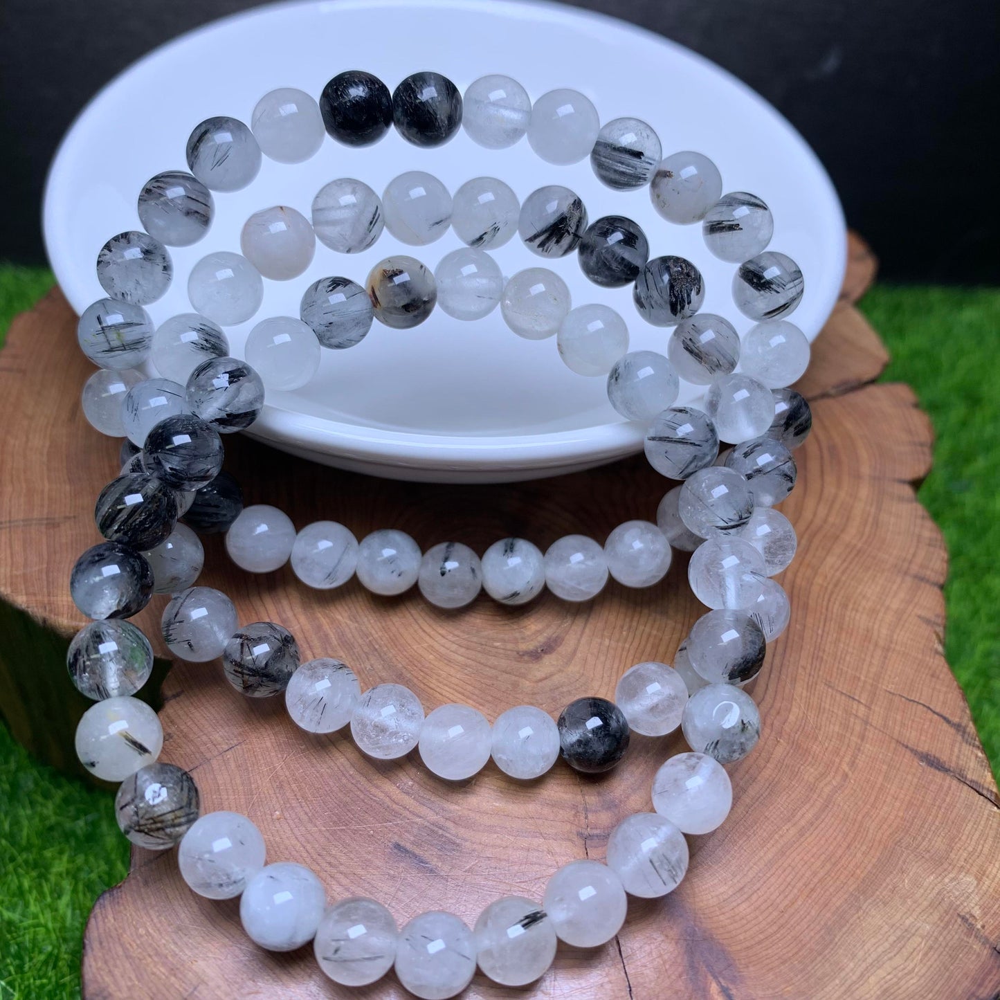 Black Rutile bracelet 7mm 1pc (SL74)
