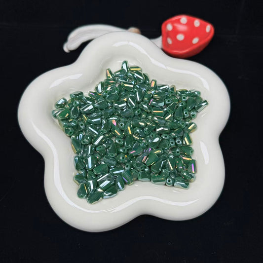 Solid Green Twisted Glass Bead 6*9mm(GL 13)  
