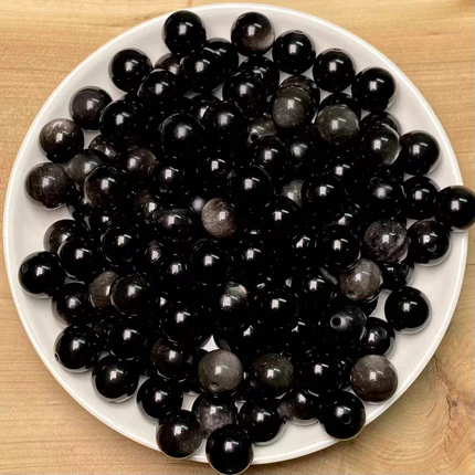 Silver obsidian bead 108pcs_ 1 bowl 10mm（TEN51）