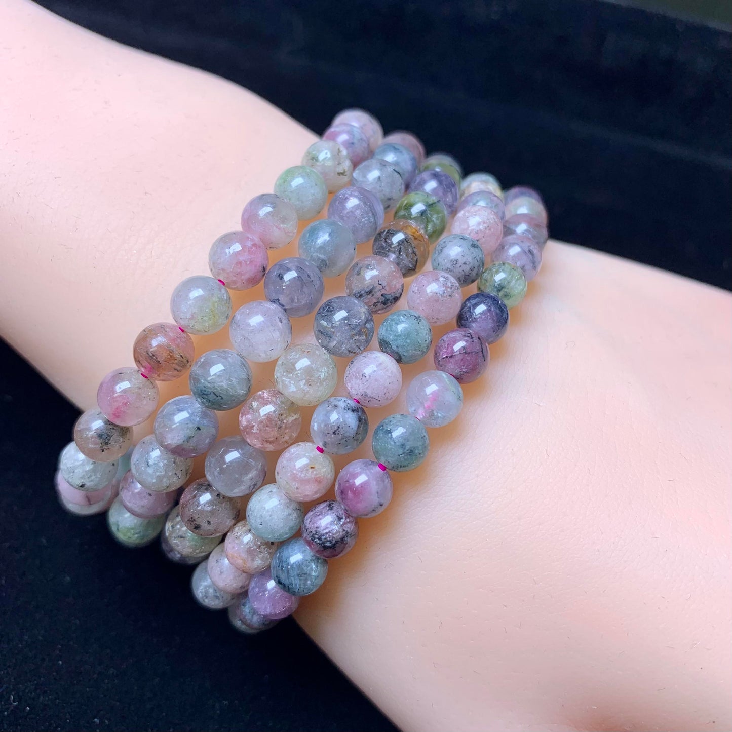 Cat eye watermelon tourmaline bracelet 6-7mm 1pc(SL81)