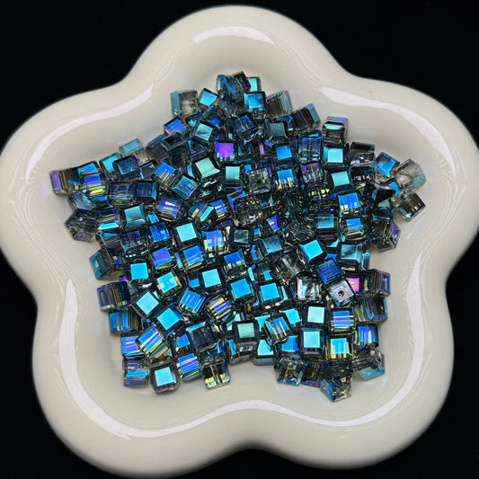 Galaxy Blue Cube Glass Bead 7mm(GL 1)