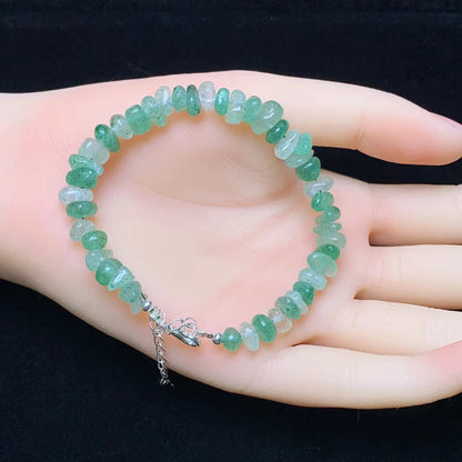 Green Strawberry Quartz chip bracelet 1pc (SL934)