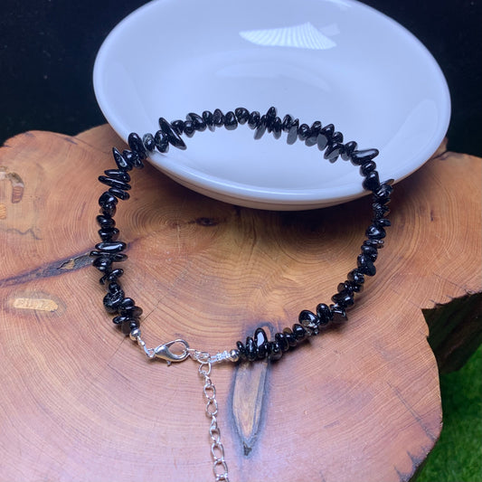 Black tourmaline chip bracelet 1pc(SL858)