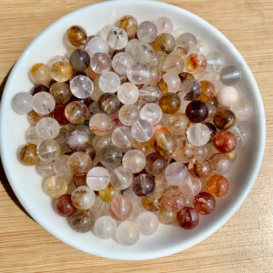 Fire quartz and golden healer  bead 132pcs_ 1 bowl 8mm(NAT29)