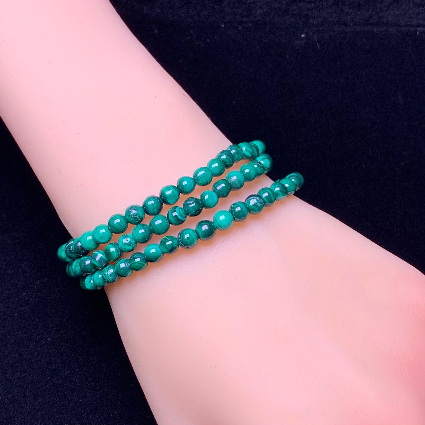 Malachite（With natural crackles) 3circle bracelet 4-5mm 1pc (SL750)