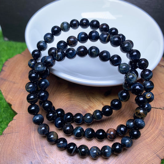 Yellow blue tiger eye bracelet 6mm 1pc(SL68)