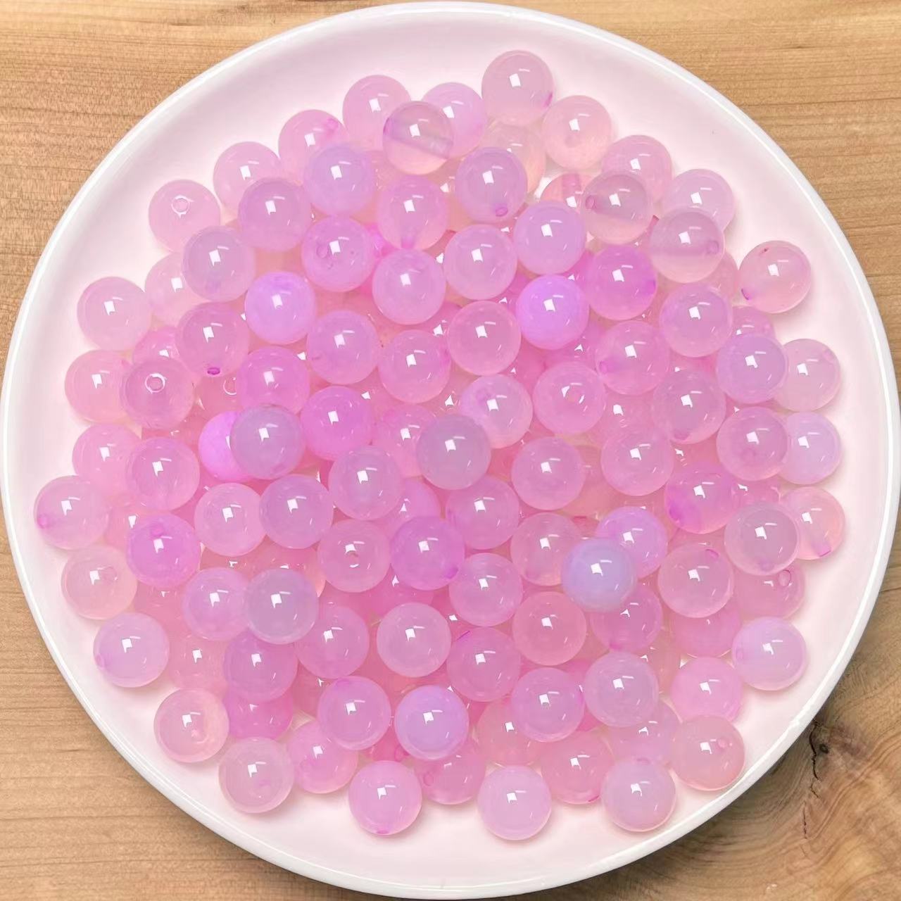 Pink Agate（DYED）bead 132pcs_ 1 bowl 8mm(AGA30)