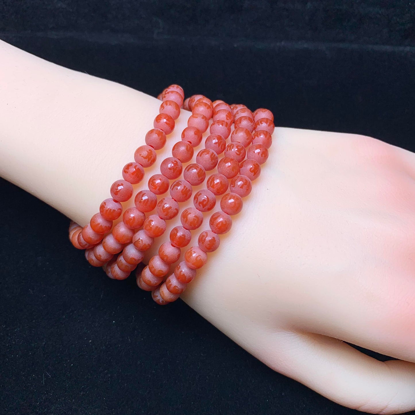 Matt carnelian mantra bracelet 6mm 1pc(SL64)