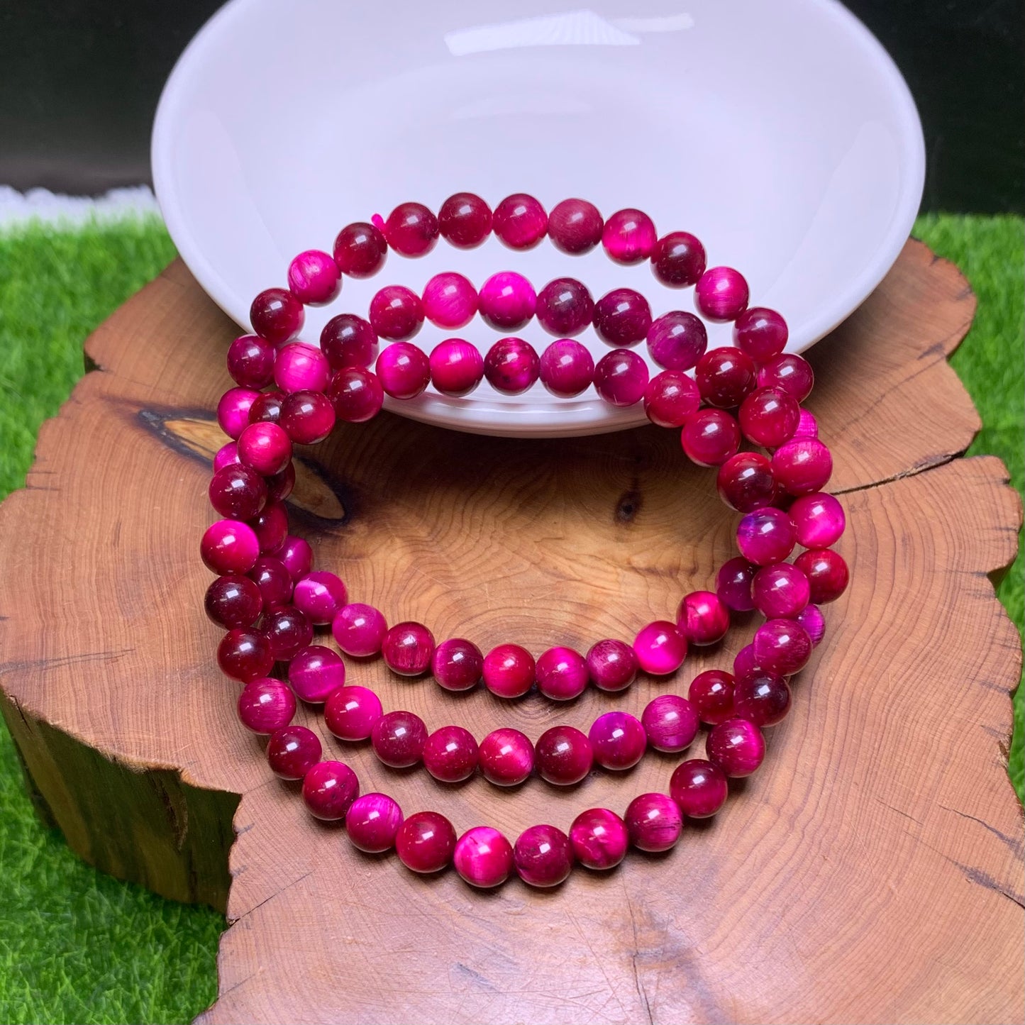 Pink rose tiger eye(dyed) bracelet  6MM 1pc(SL927)