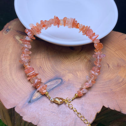 Golden Strawberry Quartz chip bracelet 1pc  (SL832)