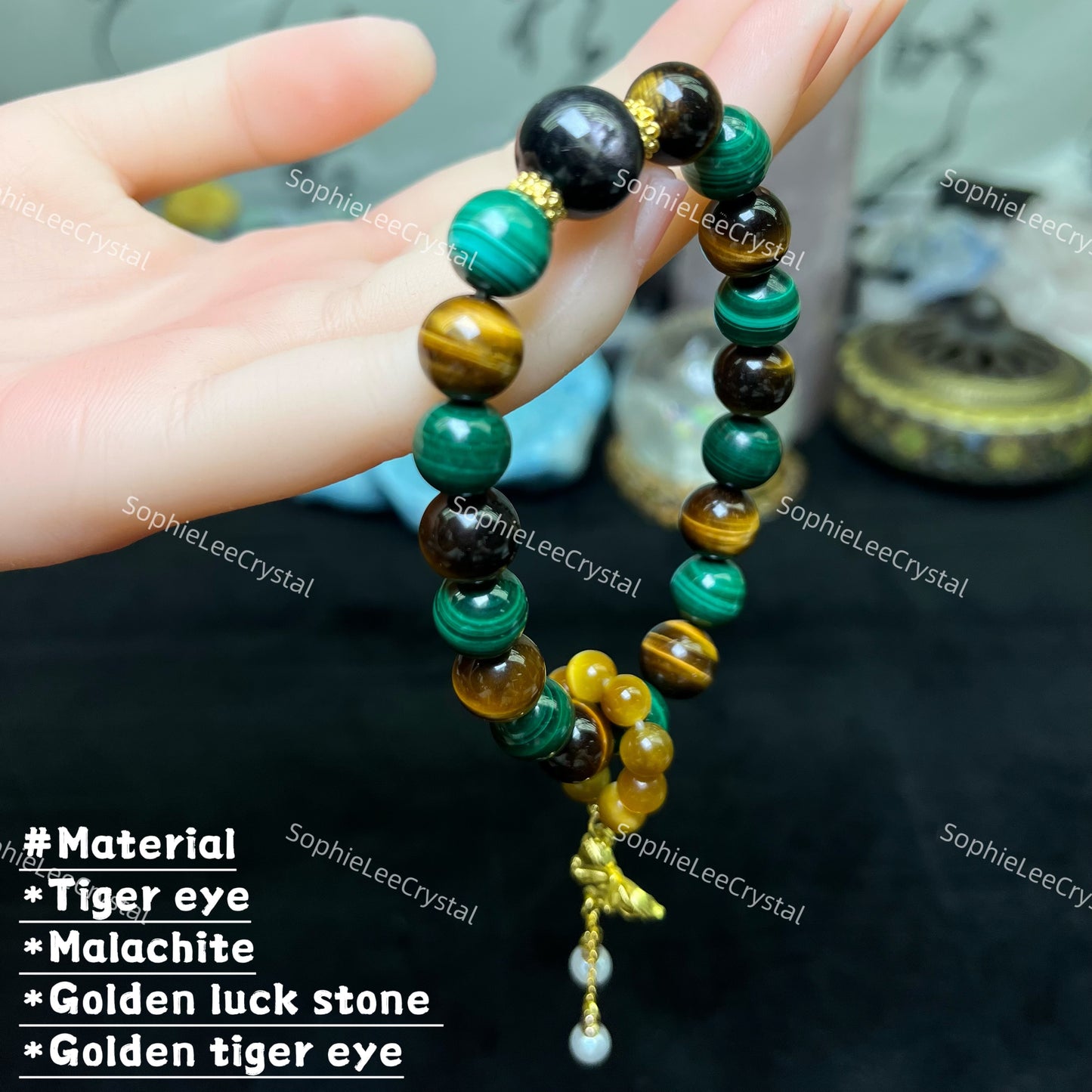 Money Attraction Bracelet with Tiger Eye 10mm Potential Bracelet Power Crystal Bracelet
