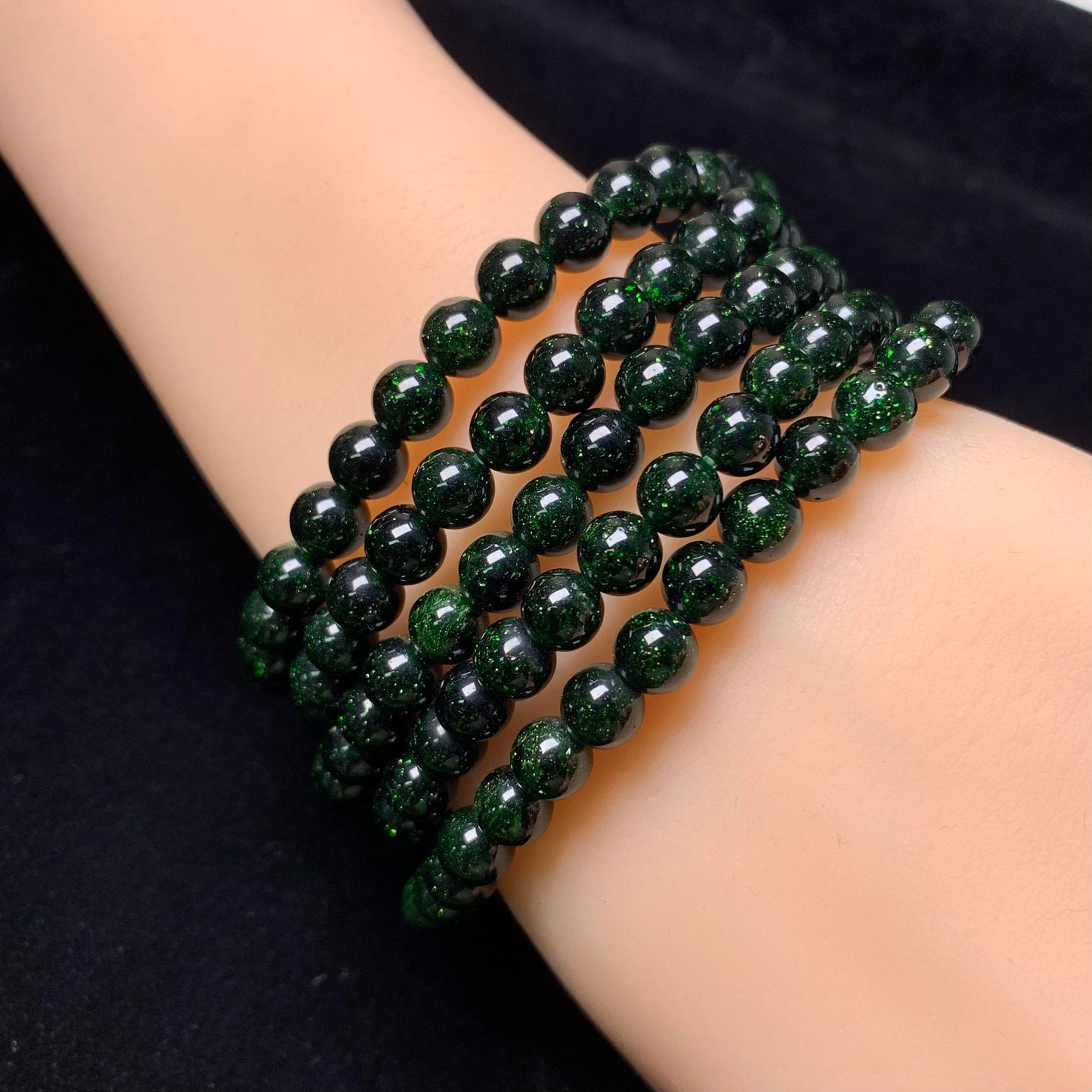 Green Sandstone（man-made) bracelet 6mm 1pc (SL23)