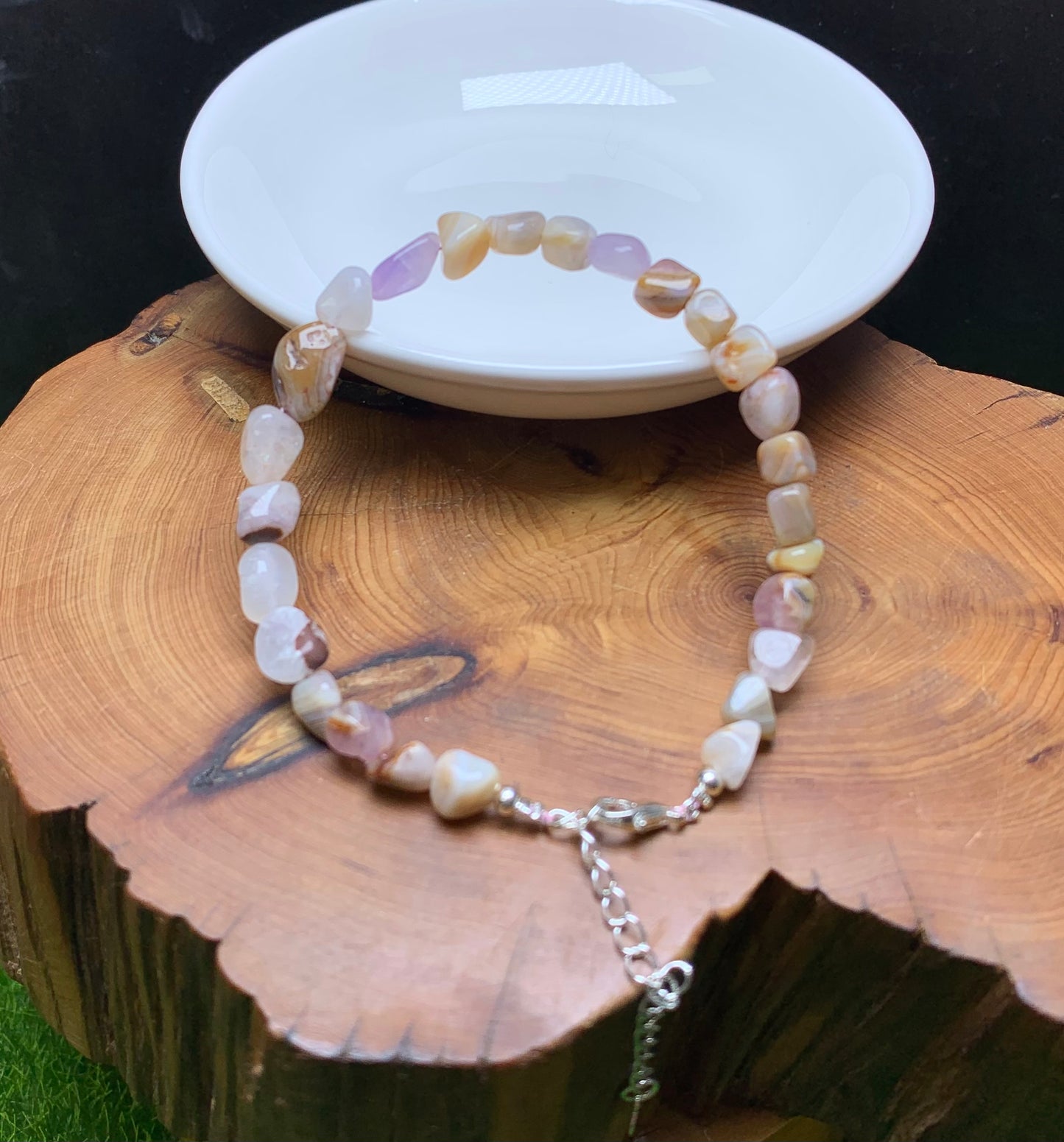 Auralite&Amethyst chip bracelet 1pc (SL831)