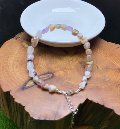 Auralite&Amethyst chip bracelet 1pc (SL831)