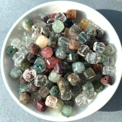 Garden Quartz Sugar Cube  bead 132pcs _8mm/1bowl (VIP108)