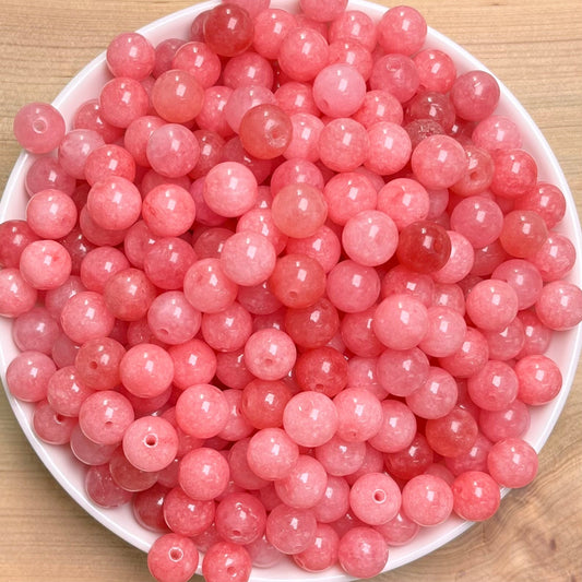 Pink chalcedony2(DYED)  BUY 1 GET 1 FREE bead 132pcs_ 8mm 1 bowl（BOGO23）