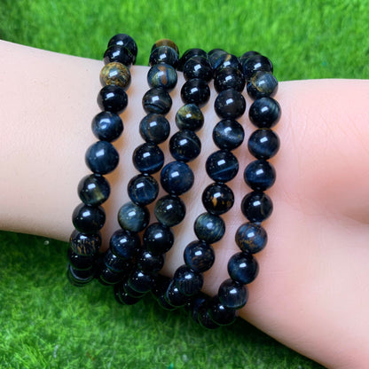 Yellow blue tiger eye bracelet 6mm 1pc(SL68)