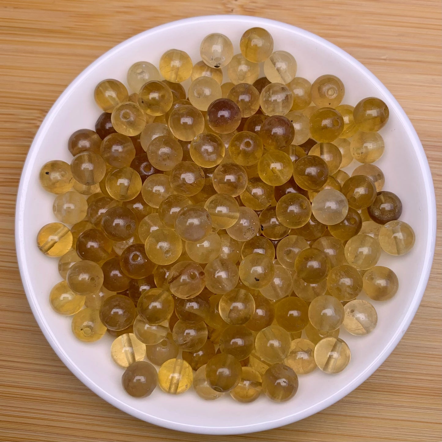 Yellow Fluorite bead 132pcs_ 1 bowl 8mm(NAT23)