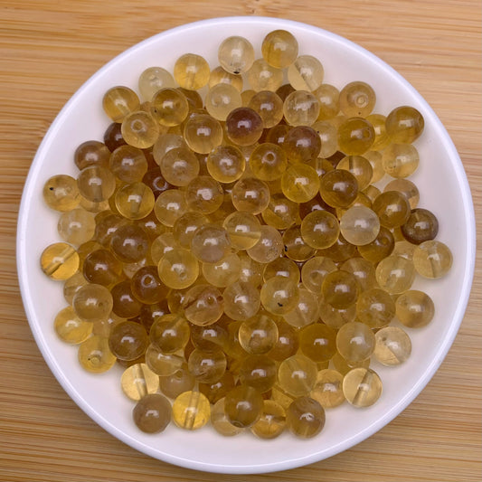 Yellow Fluorite bead 132pcs_ 1 bowl 8mm(NAT23)