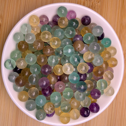 Rainbow fluorite bead 132pcs_ 1 bowl 8mm(NAT27)