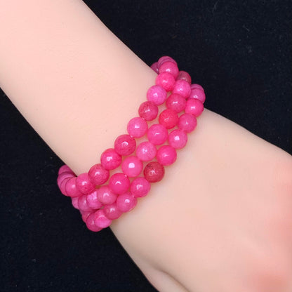 Rose Chalcedony Facet (DYED）bracelet 7mm 1pc (SL134)