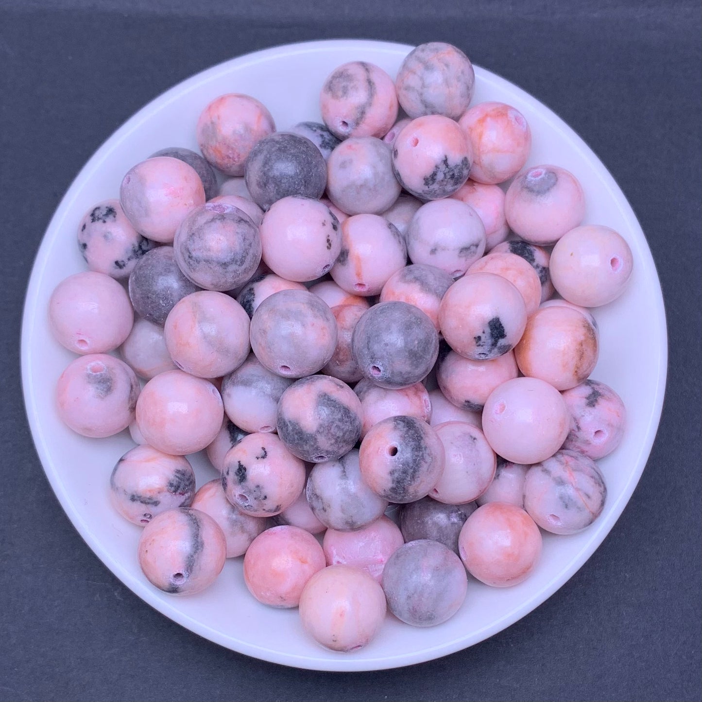 Pink Zebra Jasper (dyed) bead 68pcs_ 1 bowl/4spoon 12mm（TEN71）