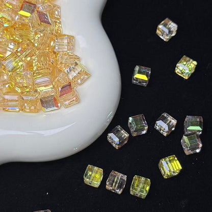 Golden Memories Cube Glass Beads 7mm (GL 12)