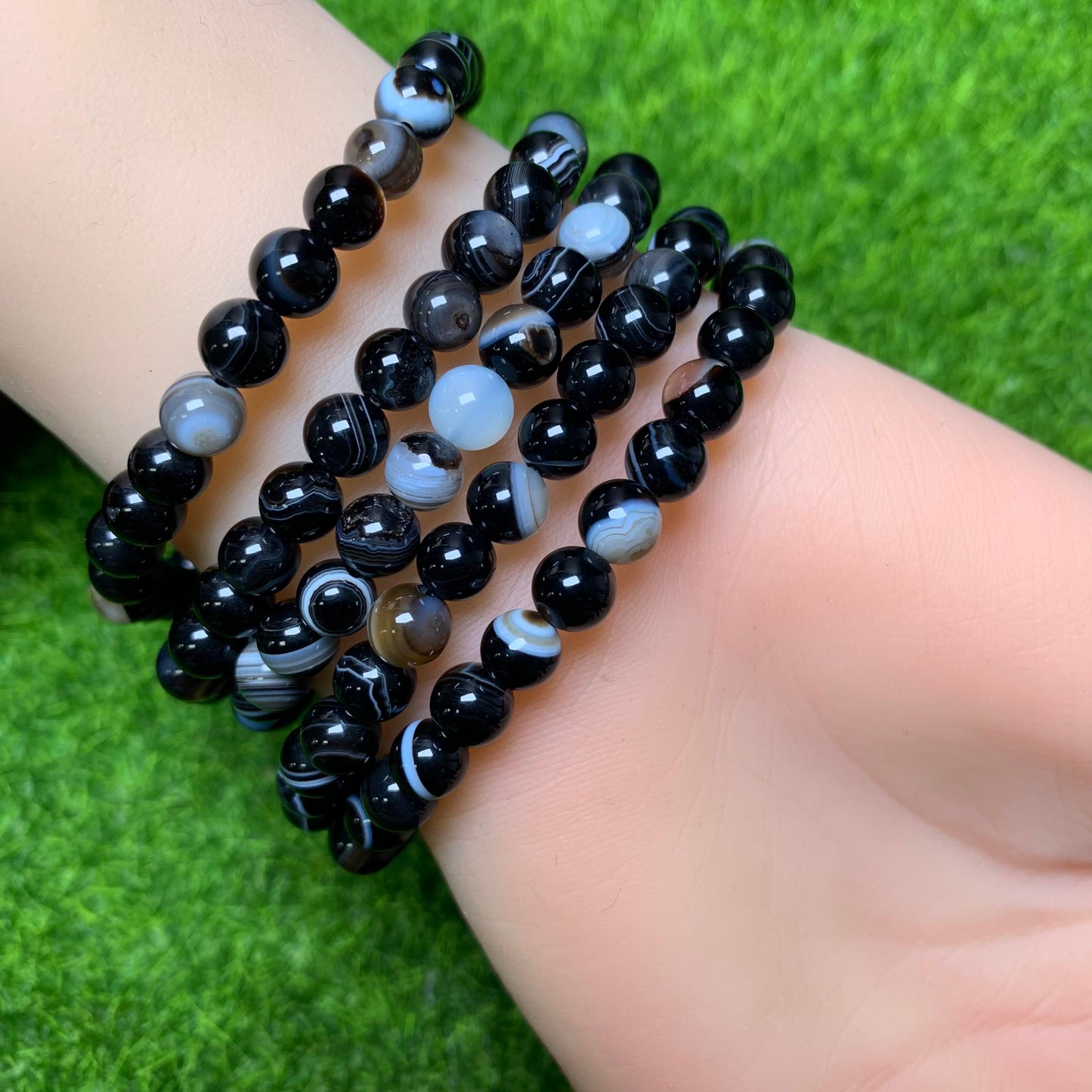 Black evil eye agate bracelet 6mm  1pc(SL6)