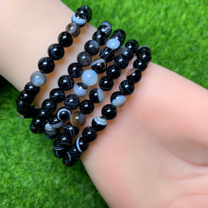 Black evil eye agate bracelet 6mm  1pc(SL6)