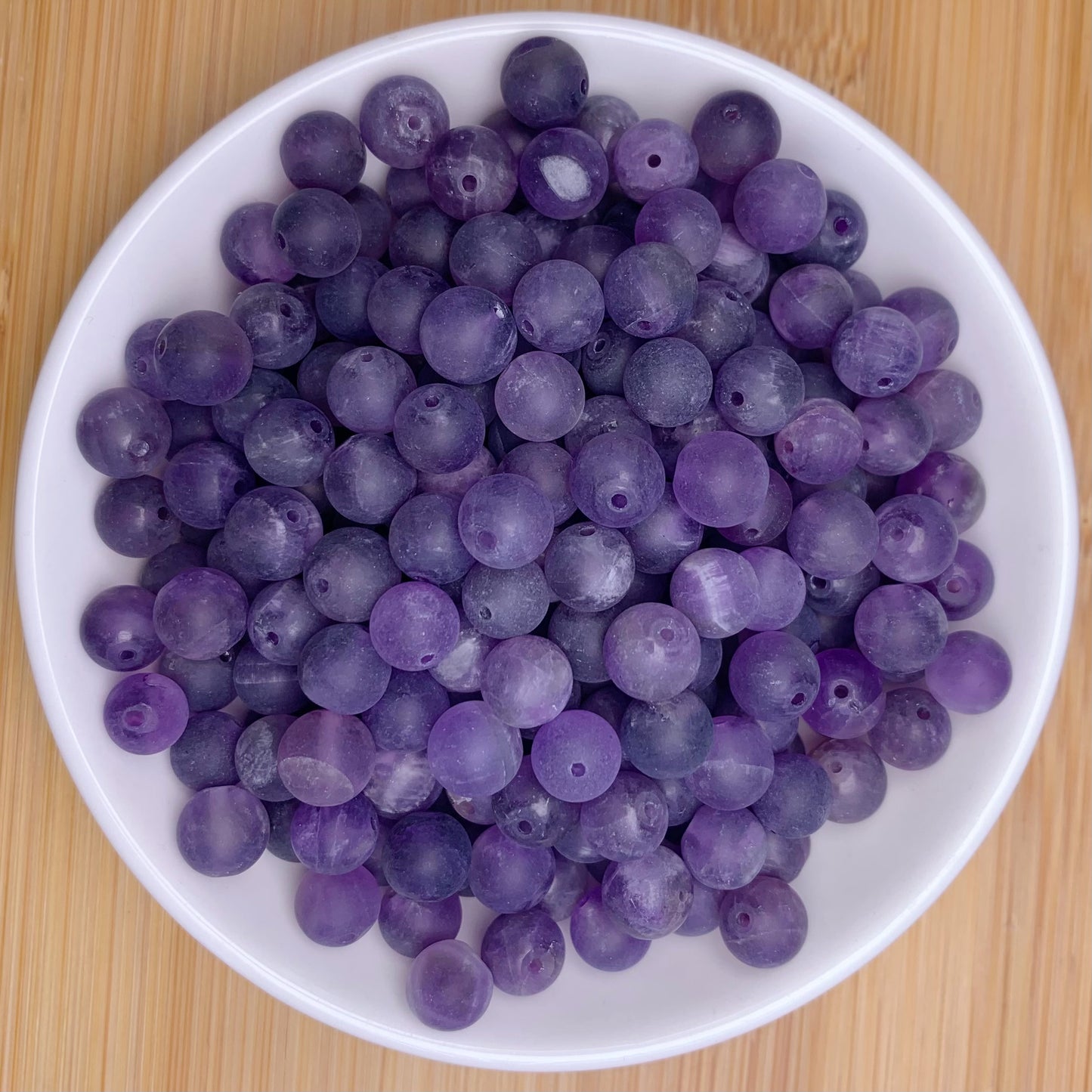 Matt Amethyst bead 132pcs_ 1 bowl 8mm(NAT28)