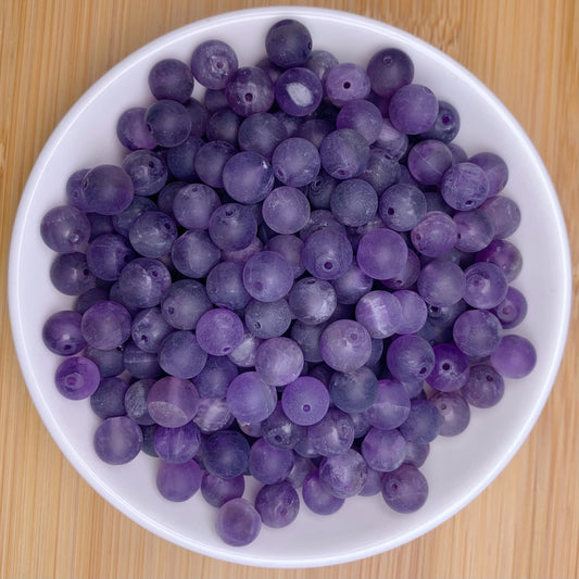 Matt Amethyst bead 132pcs_ 1 bowl 8mm(NAT28)