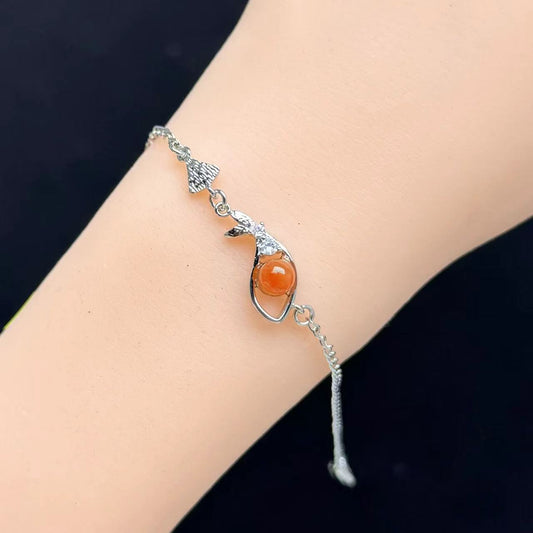 Carnelian whale bracelet 1pc