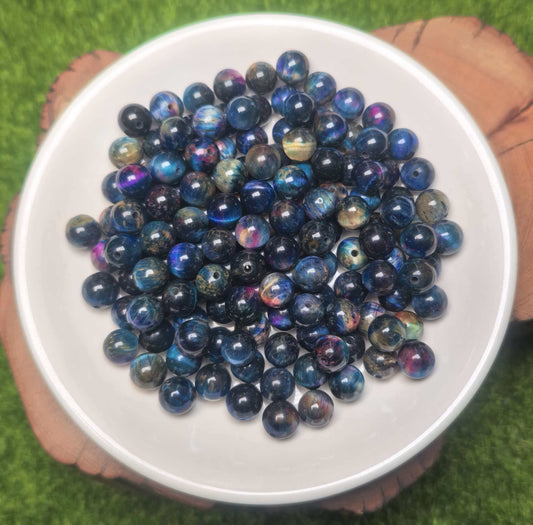 Galaxy tiger eye(dyed) bead 132pcs_ 1 bowl 8mm(VIP19)