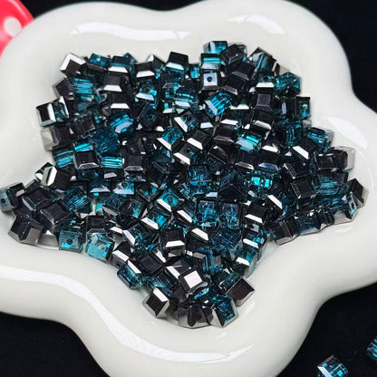 Punk Blue Cube Glass Beads 7mm (GL 10)