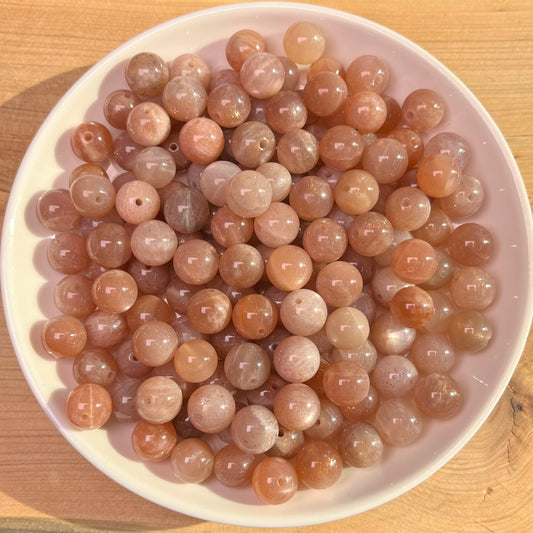 Peach moonstone bead 132pcs_ 1 bowl 8mm(VIP13)