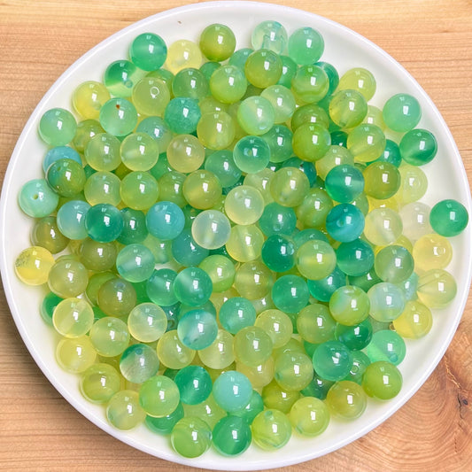 Apple Agate(DYED) bead 132pcs_ 1 bowl 8mm(AGA1)