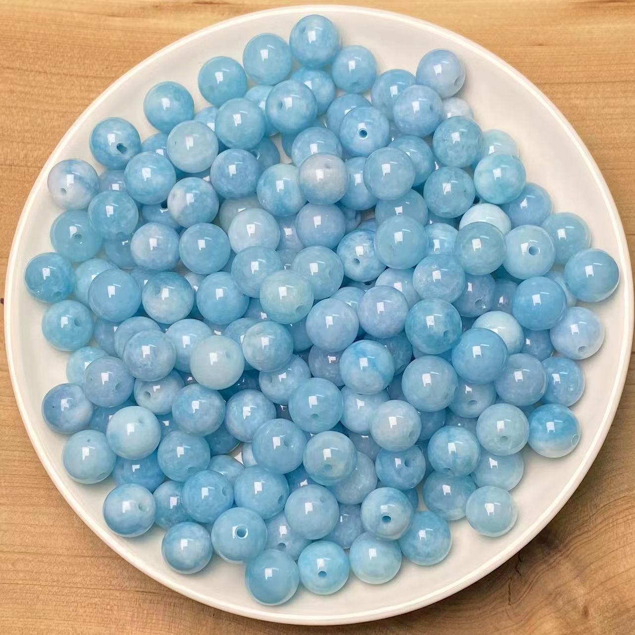 Larimar Chalcedony（DYED) bead 132pcs_ 1 bowl 8mm(DYED31)