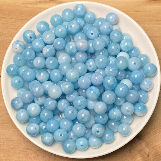 Larimar Chalcedony（DYED) bead 132pcs_ 1 bowl 8mm(DYED31)