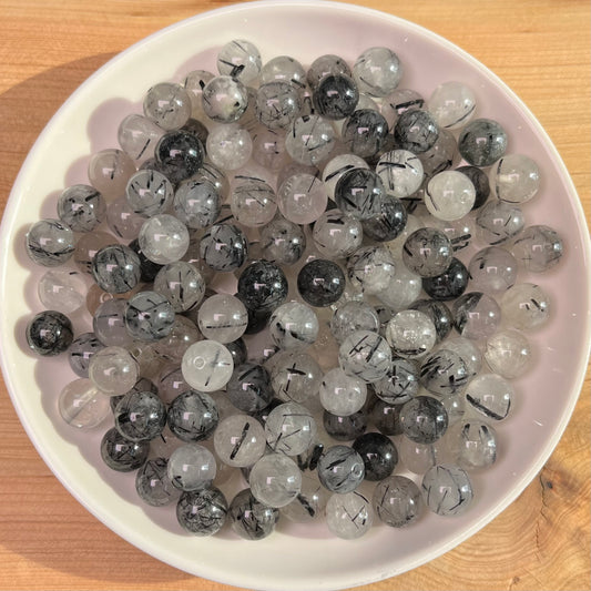 Black rutile bead 132pcs_ 1 bowl 8mm(VIP3)