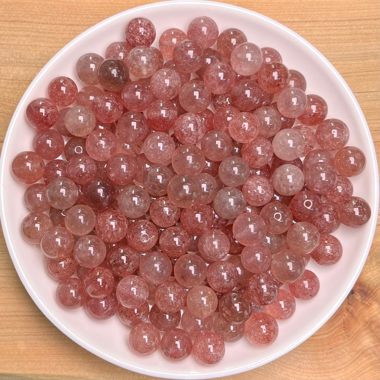 Strawberry Quartz bead 132pcs_ 1 bowl 8mm(NAT11)