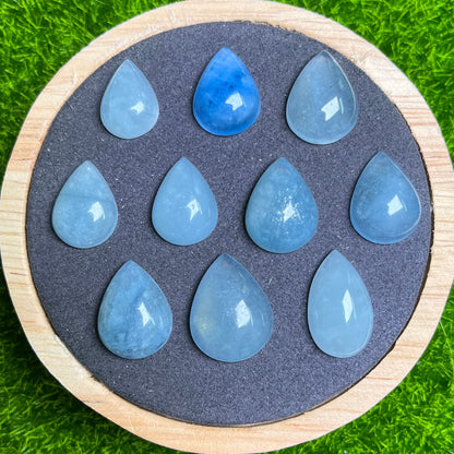 Aquamarine cabochon 10pc bag （A）