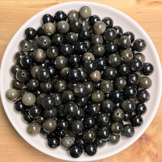 Golden Obsidian bead 132pcs_ 1 bowl 8mm(OBS2)