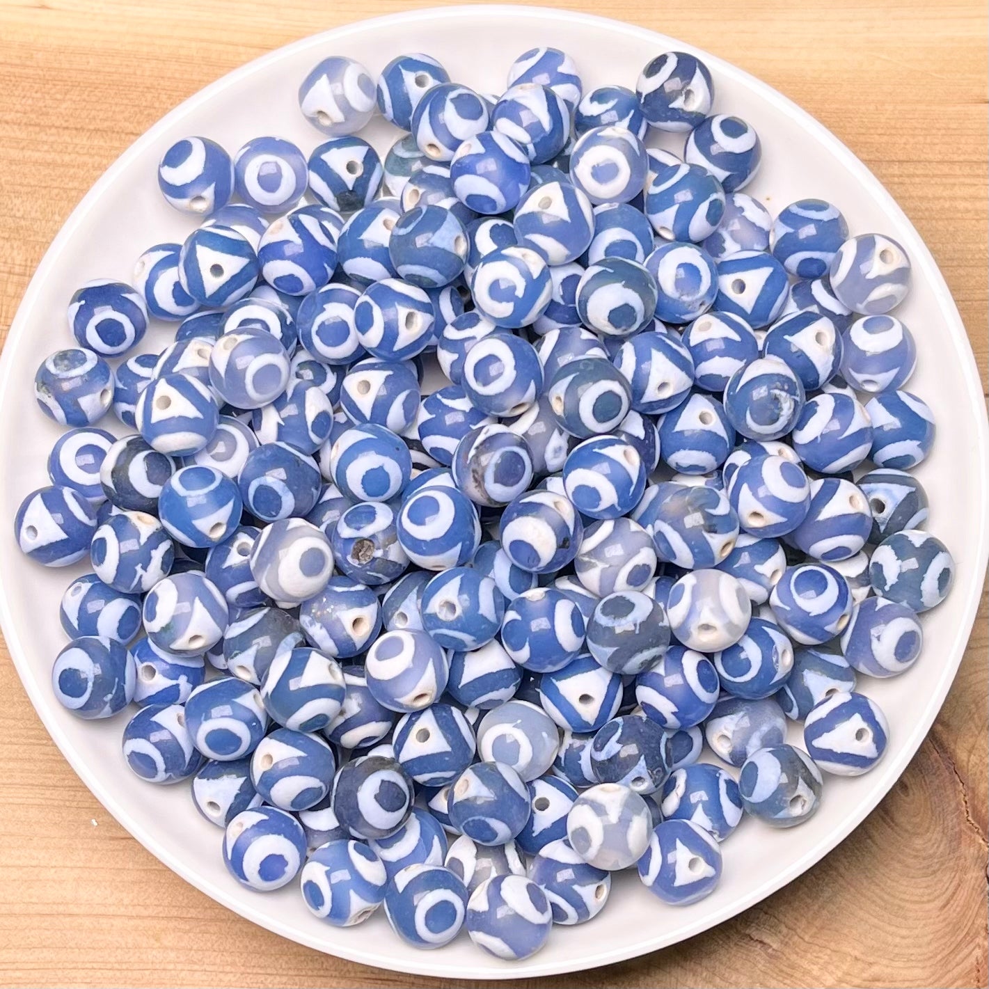 Blue Evil eye agate（DYED）bead 132pcs_ 1 bowl 8mm(AGA28)