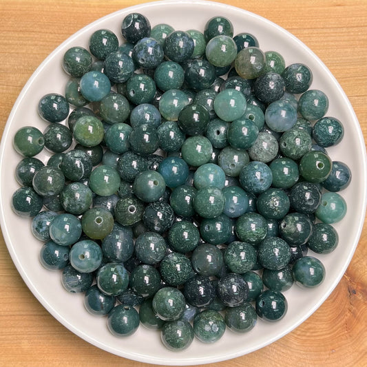 Moss Agate bead 132pcs_ 1 bowl 8mm(AGA14)