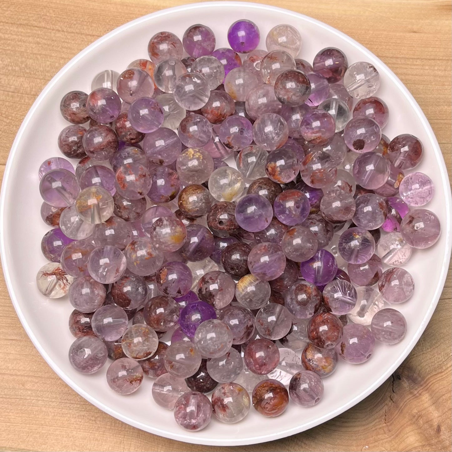 Purple Garden Quartz bead 132pcs_ 1 bowl 8mm(VIP40)