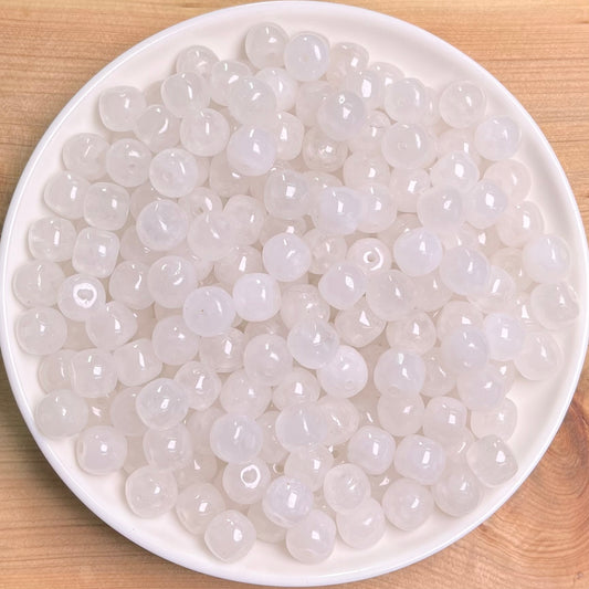 White Chalcedony bead 132pcs_ 1 bowl 8mm(OLD6)