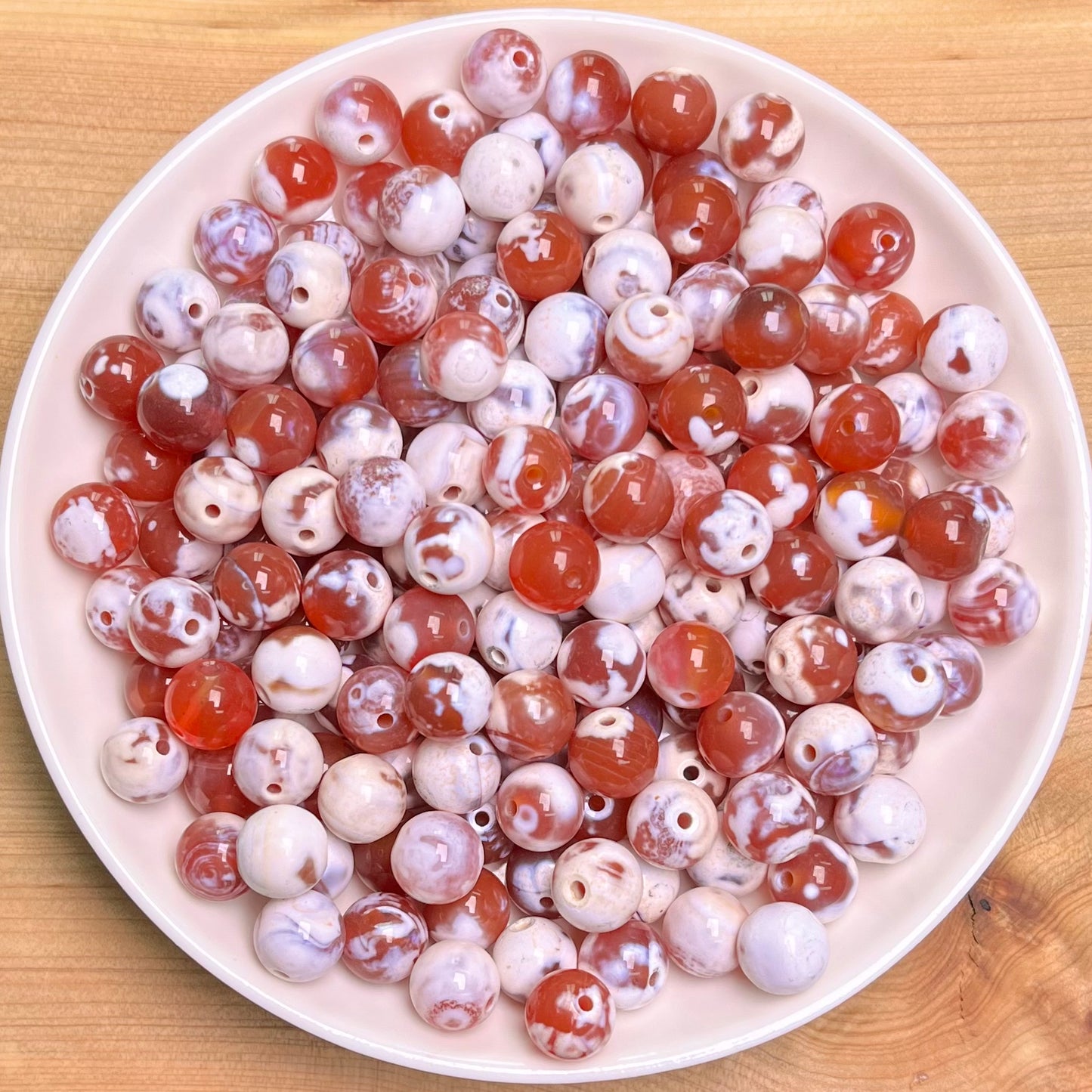 Red Milky Agate(DYED) bead 132pcs_ 1 bowl 8mm(AGA26)