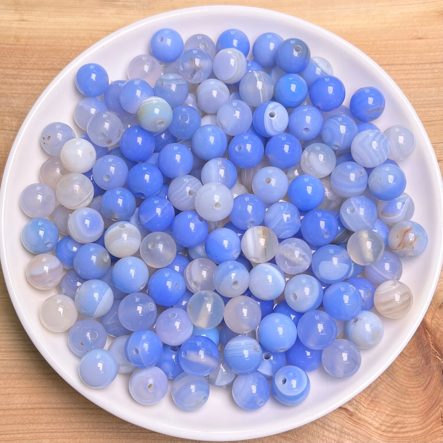 Blue Lace Agate(DYED) bead 132pcs_ 1 bowl 8mm(AGA6)