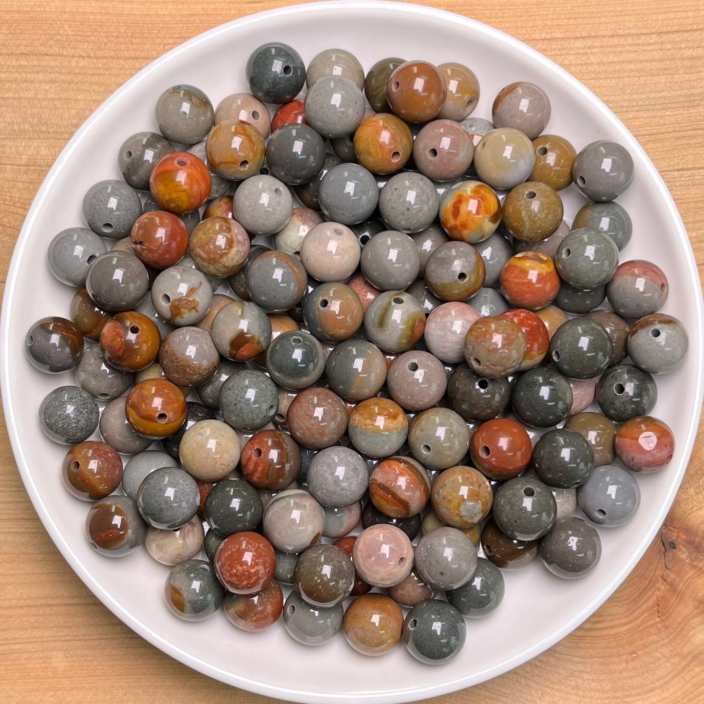 Polychrome jasper bead 132pcs_ 1 bowl 8mm(JAS22)